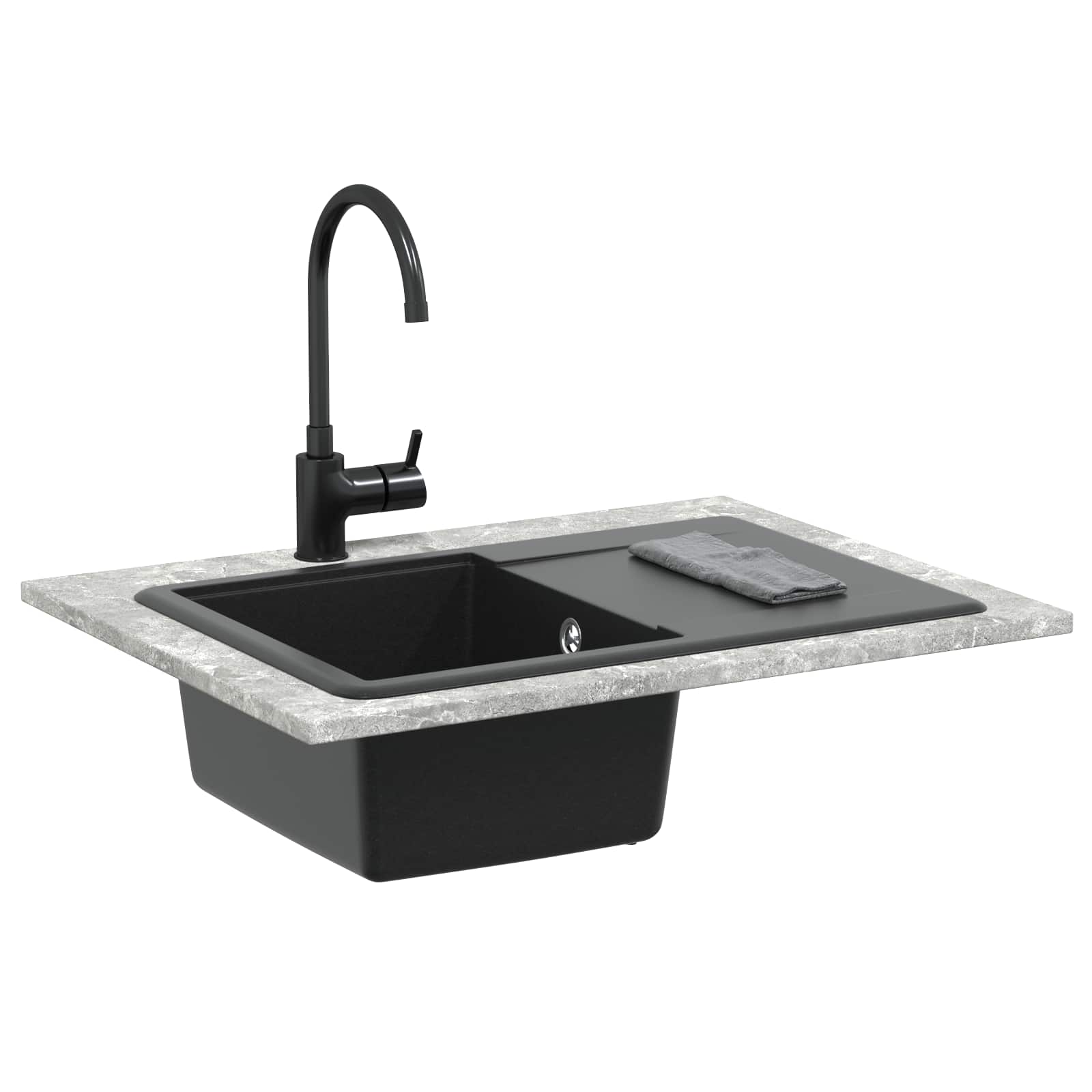 Wasbak Zwart 670 x 460 mm Graniet