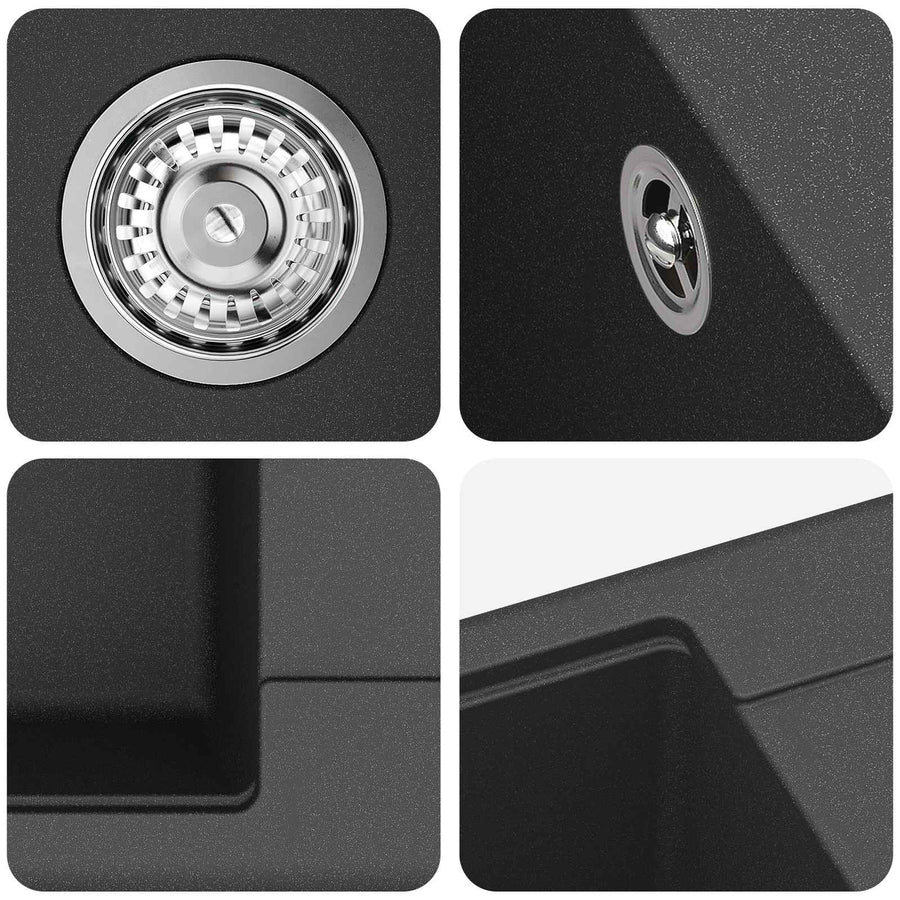 Wasbak Zwart 560 x 460 mm 80% Kwarts en 20% Hars