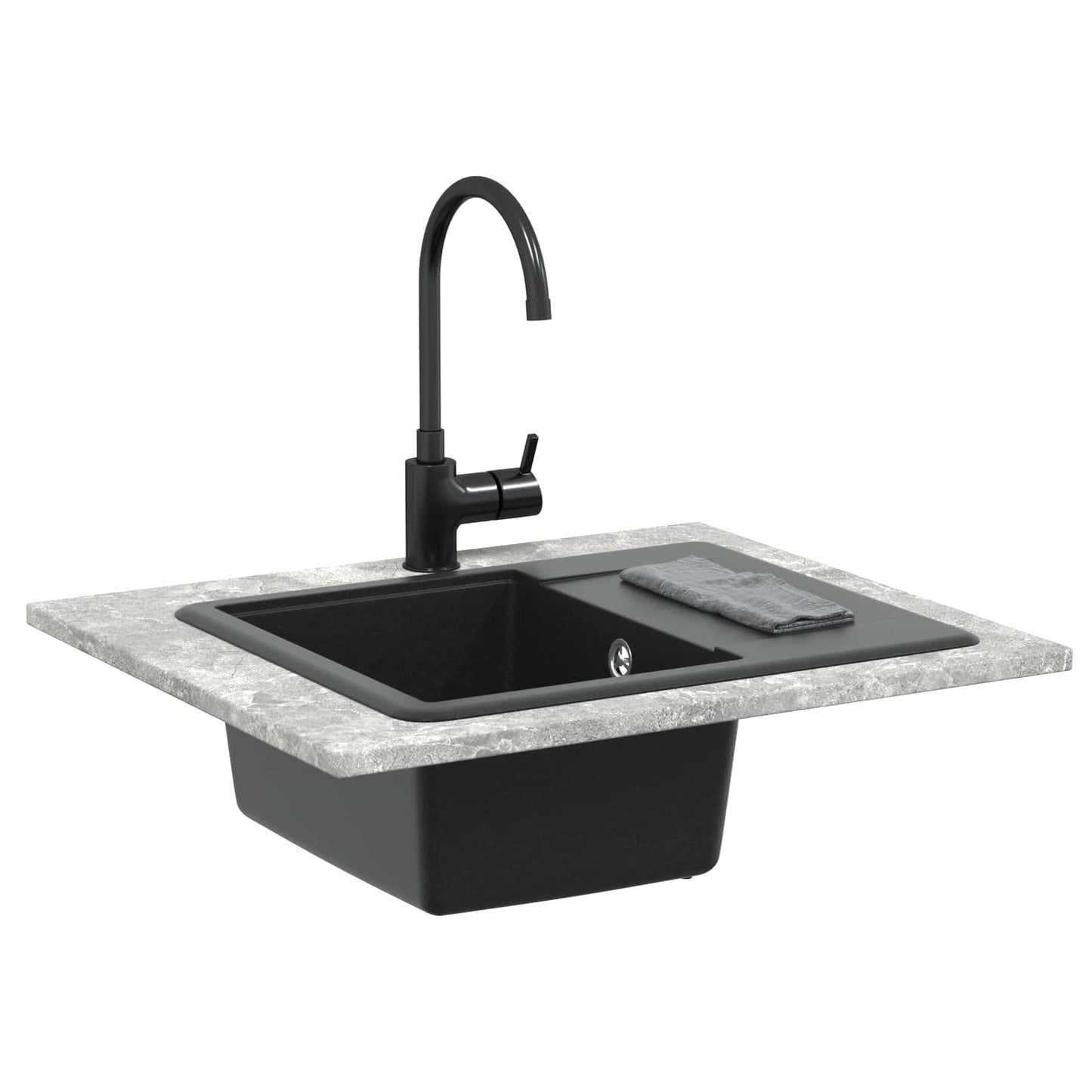 Wasbak Zwart 560 x 460 mm 80% Kwarts en 20% Hars