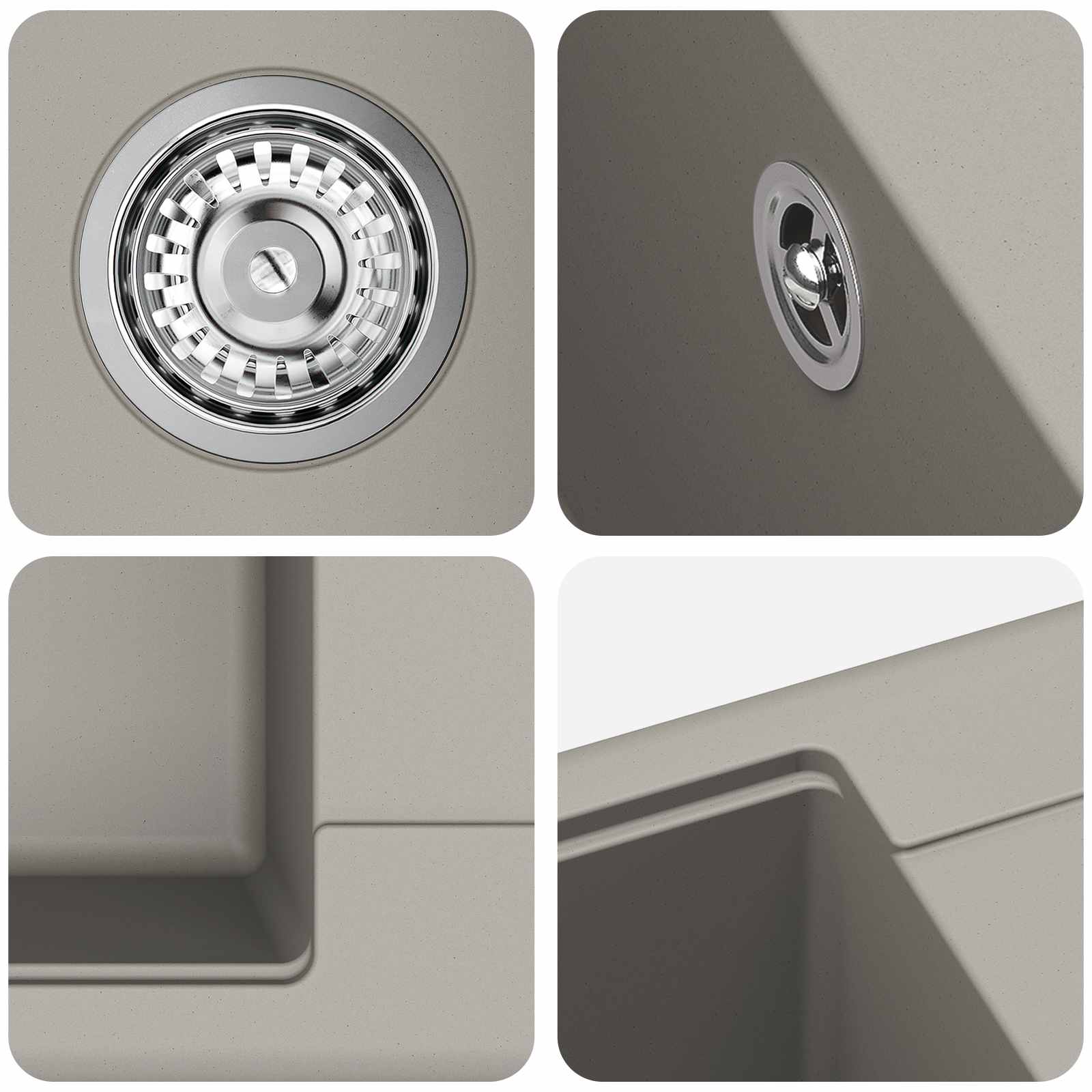 Wasbak Grijs 560 x 460 mm 80% Kwarts en 20% Hars