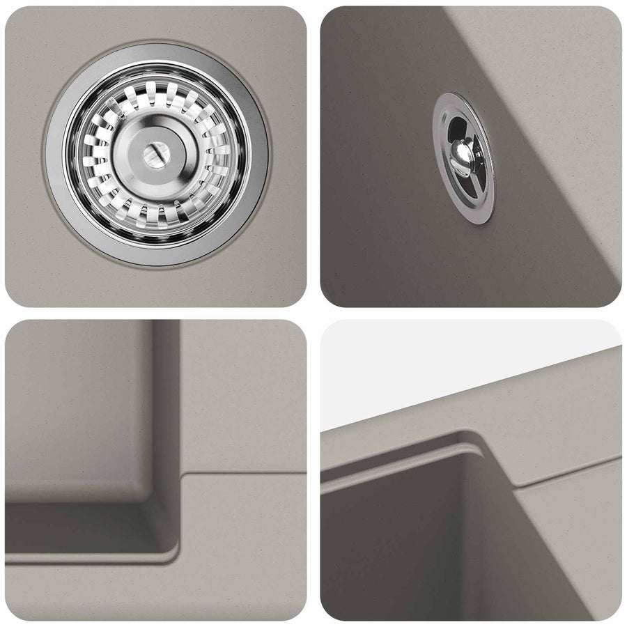 Wasbak Grijs 560 x 460 mm 80% Kwarts en 20% Hars