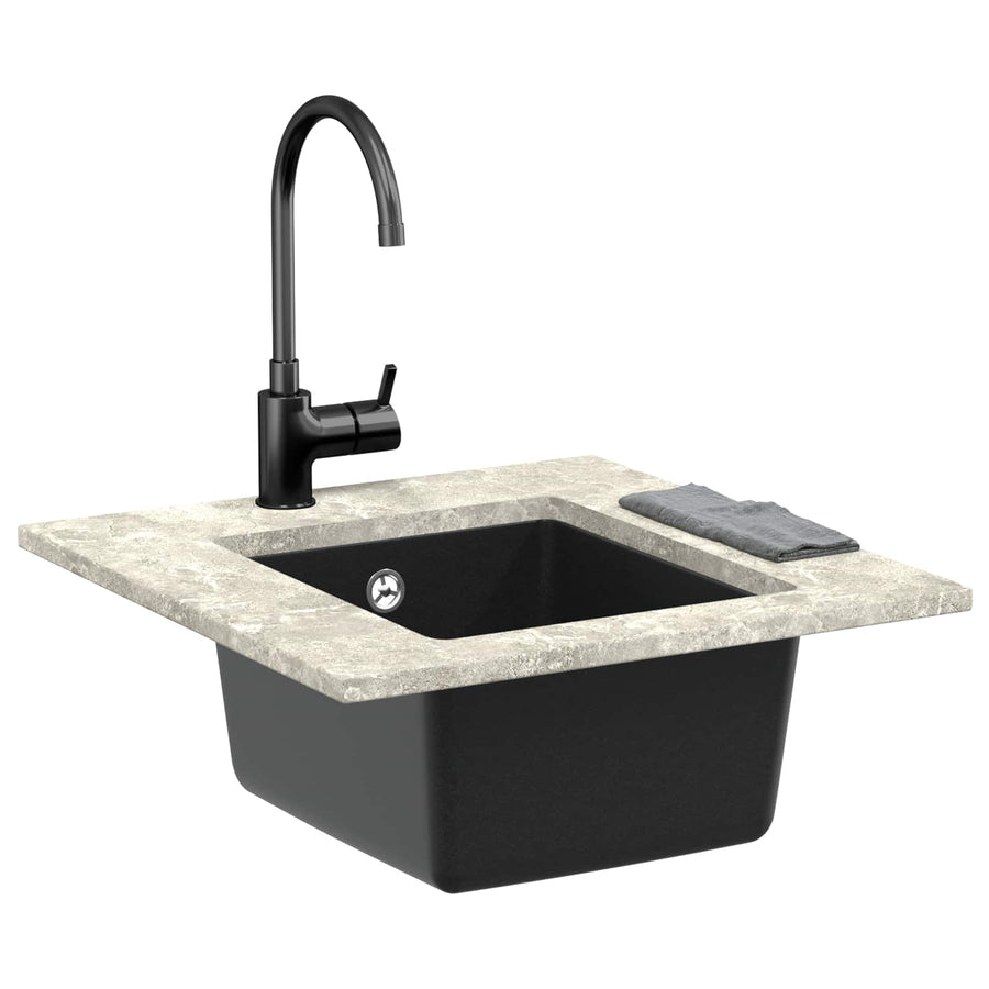 Wasbak Zwart 370 x 460 mm 80% Kwarts en 20% Hars