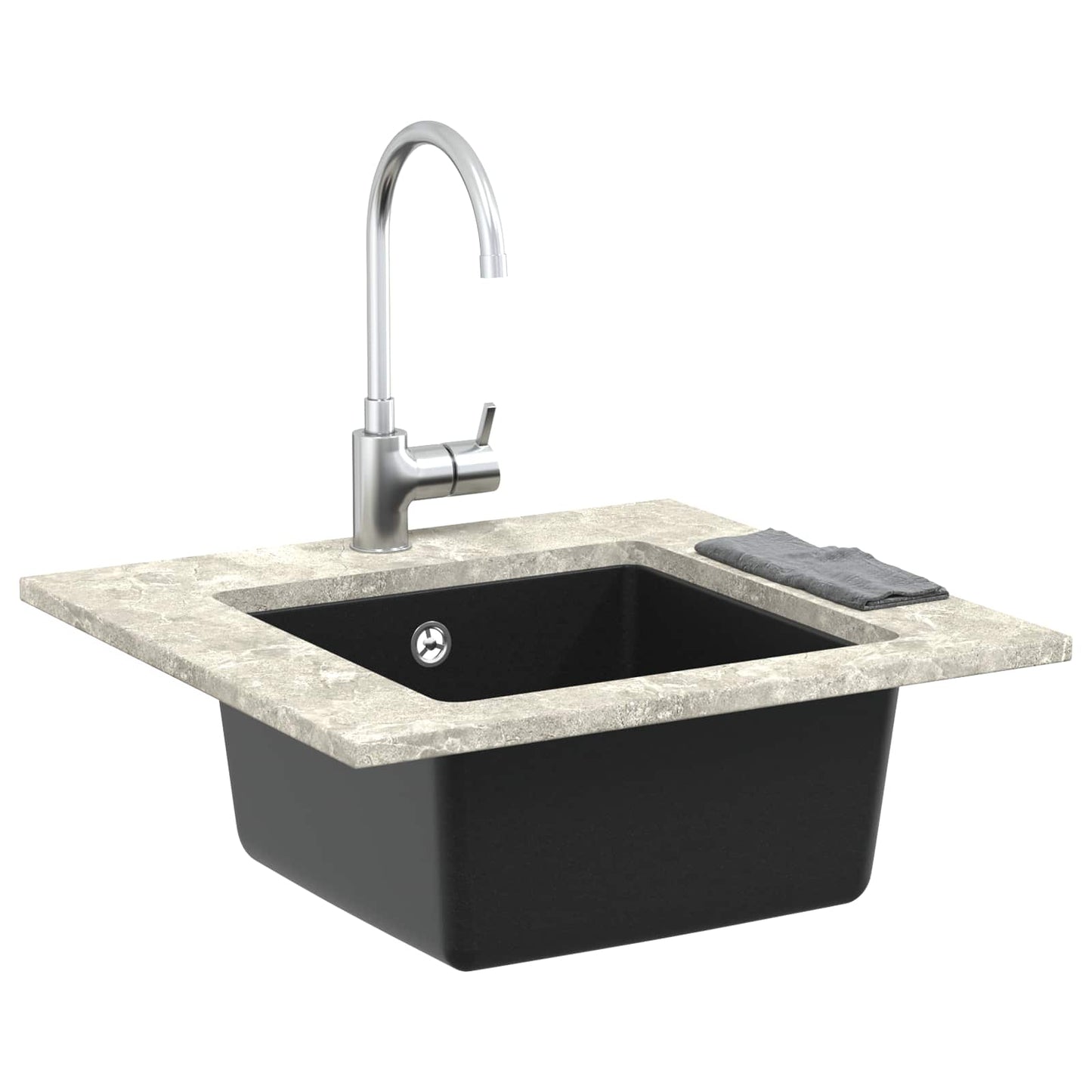 Wasbak Zwart 430 x 460 mm 80% Kwarts en 20% Hars