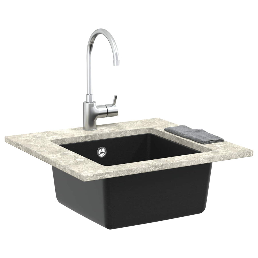 Wasbak Zwart 430 x 460 mm 80% Kwarts en 20% Hars