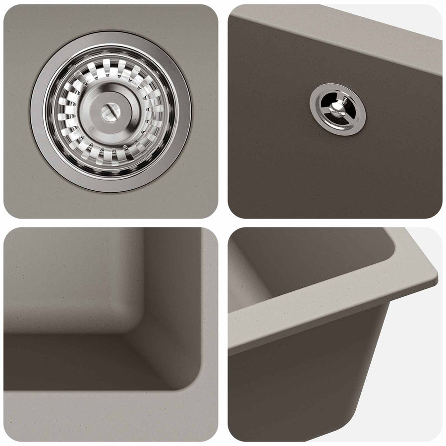Wasbak Grijs 430 x 460 mm 80% Kwarts en 20% Hars