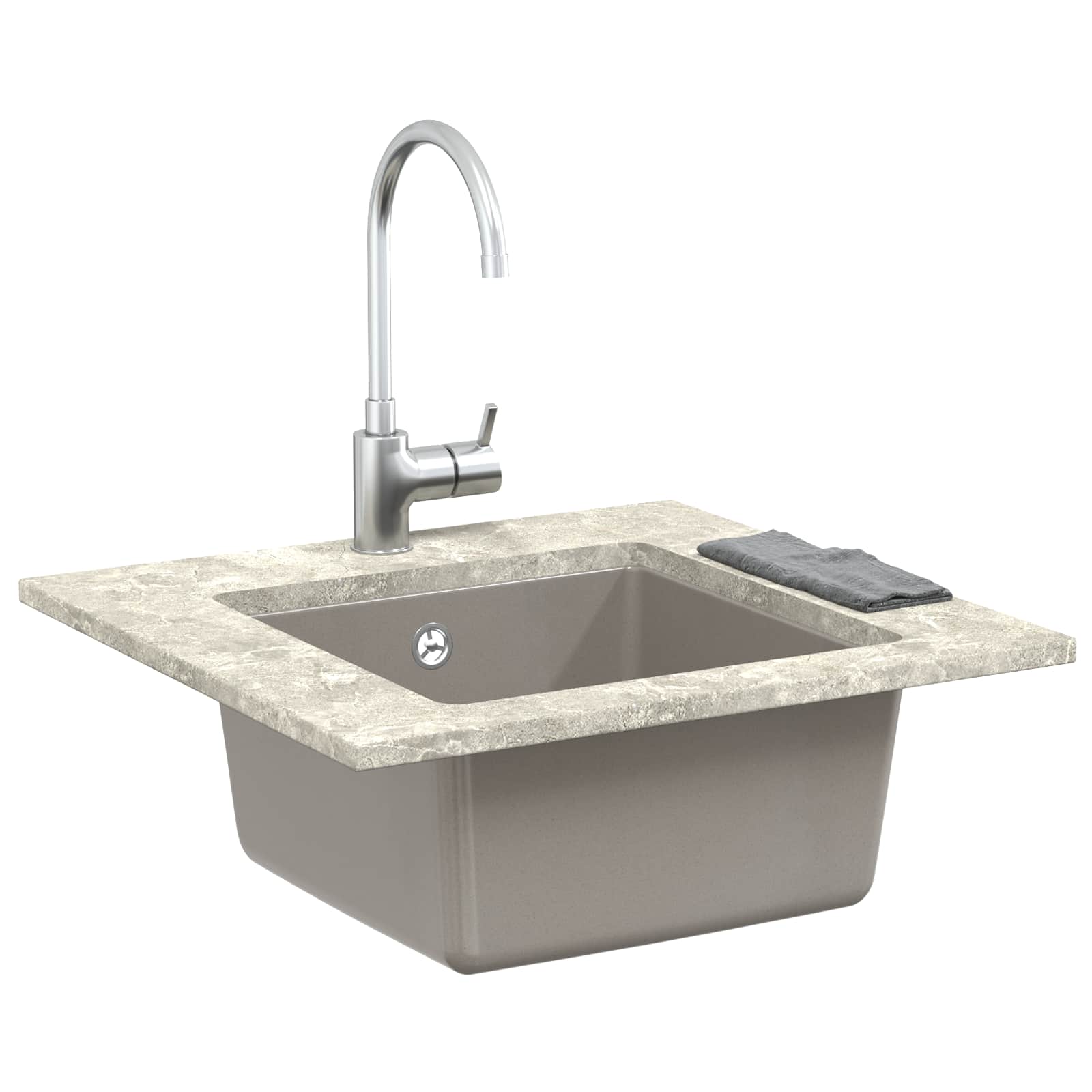 Wasbak Grijs 430 x 460 mm 80% Kwarts en 20% Hars