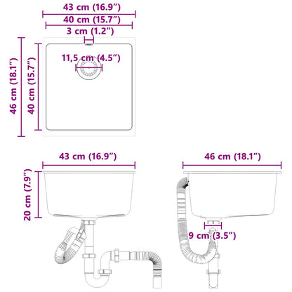Wasbak Wit 430 x 460 mm 80% Kwarts en 20% Hars