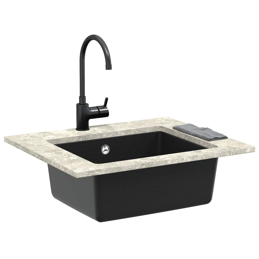 Wasbak Zwart 530 x 460 mm 80% Kwarts en 20% Hars
