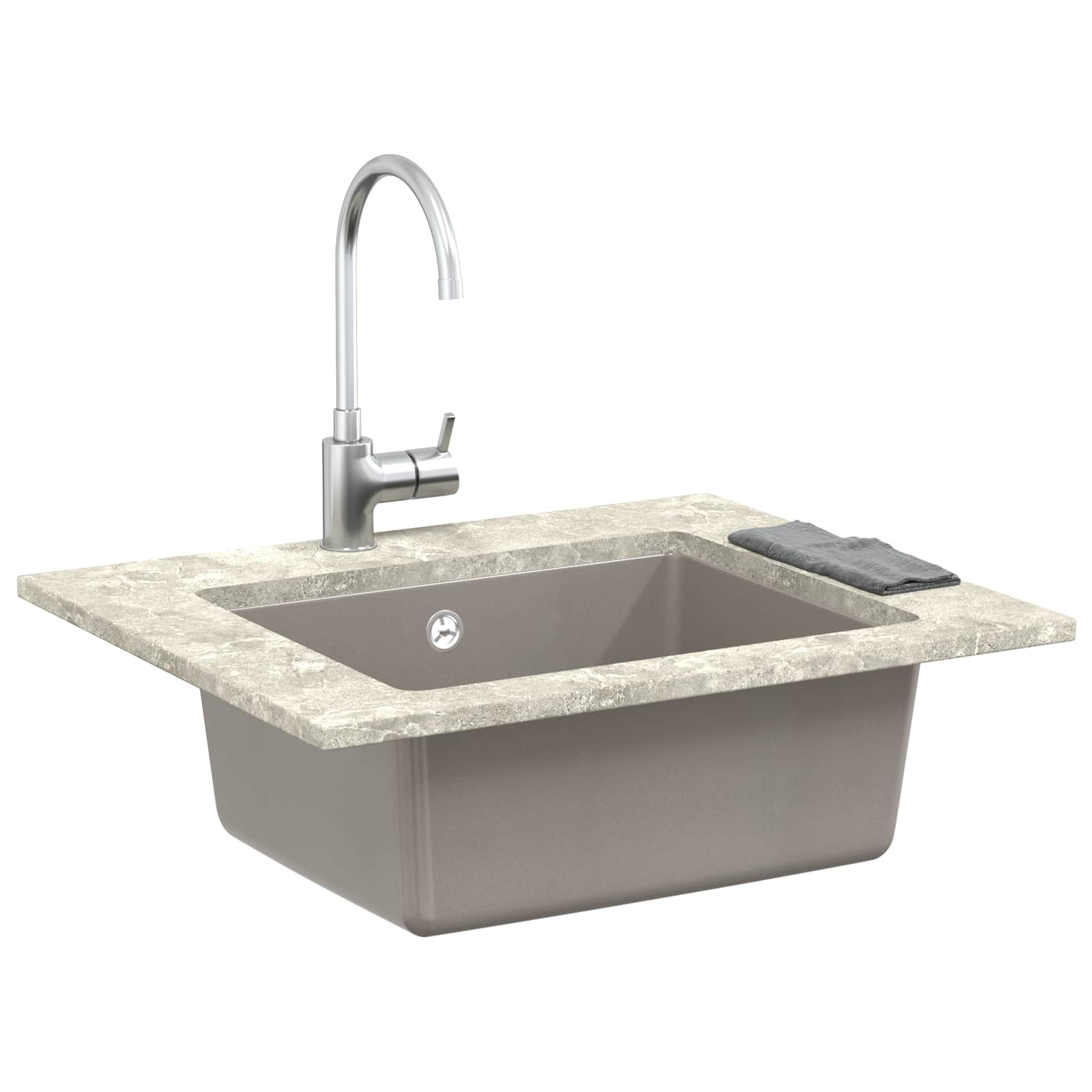 Wasbak Grijs 530 x 460 mm 80% Kwarts en 20% Hars