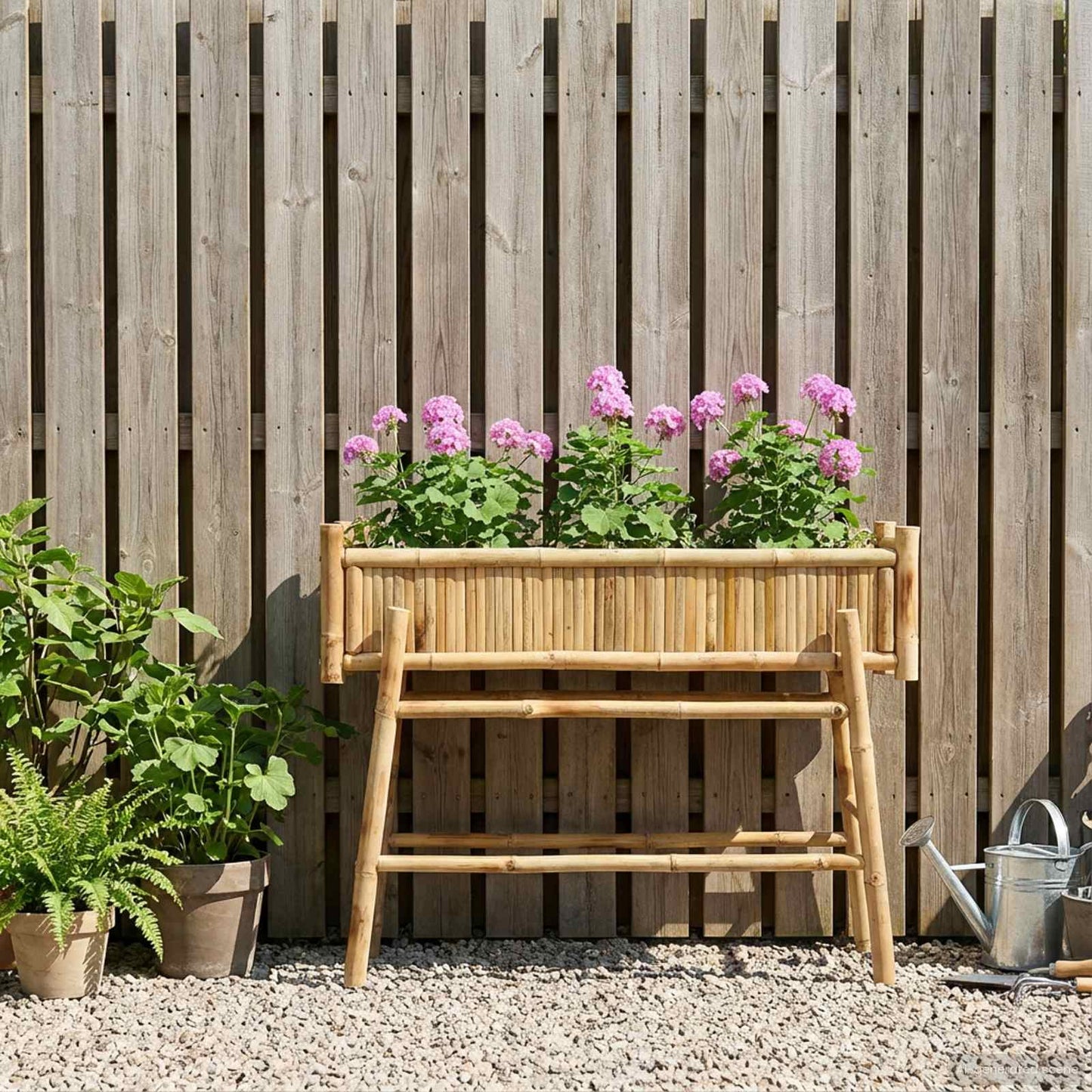 Tuinplanter met Houder Naturel 100 x 38 x 74 cm Bamboe