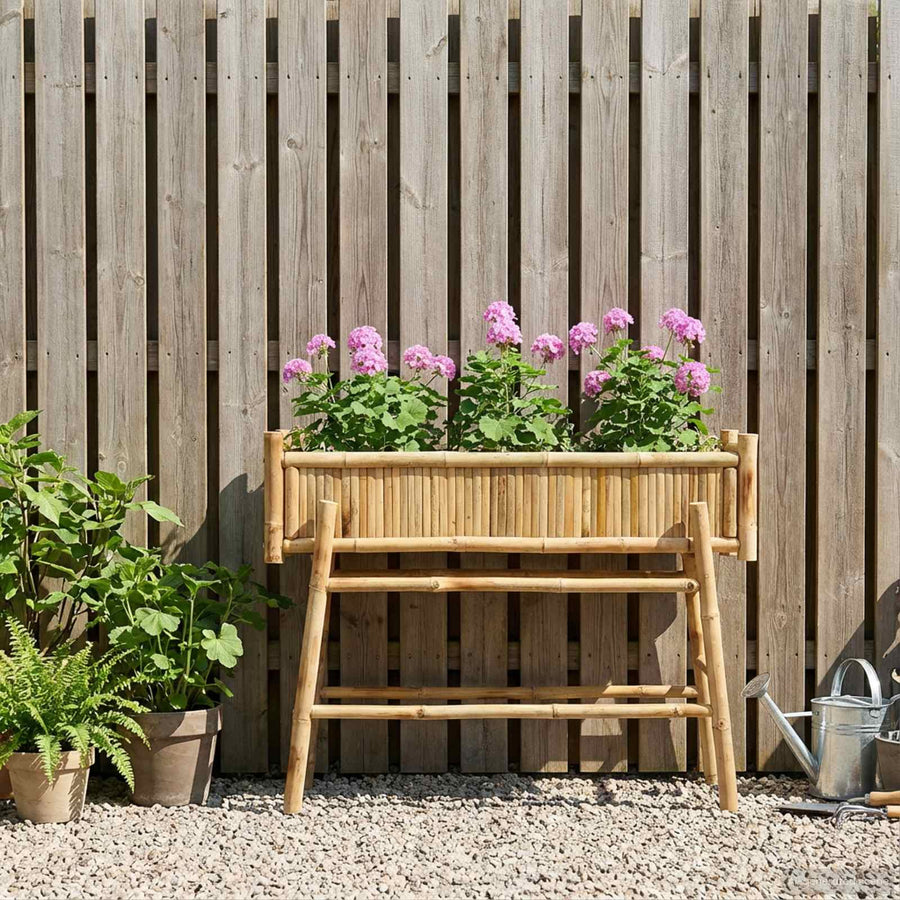 Tuinplanter met Houder Naturel 100 x 38 x 74 cm Bamboe