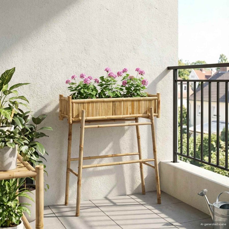 Tuinplanter met Houder Naturel 100 x 38 x 114 cm Bamboe