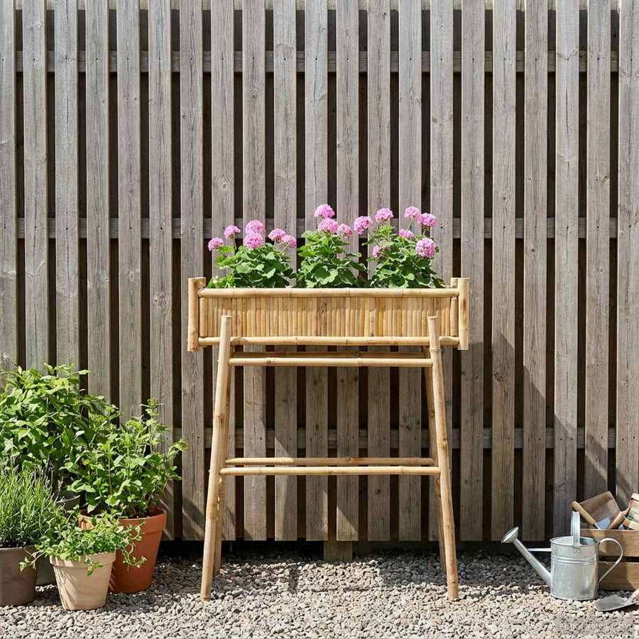 Tuinplanter met Houder Naturel 100 x 38 x 114 cm Bamboe