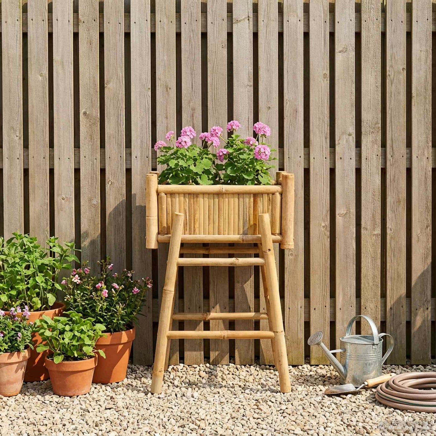 Tuinplanter met Houder Naturel 50 x 38 x 74 cm Bamboe