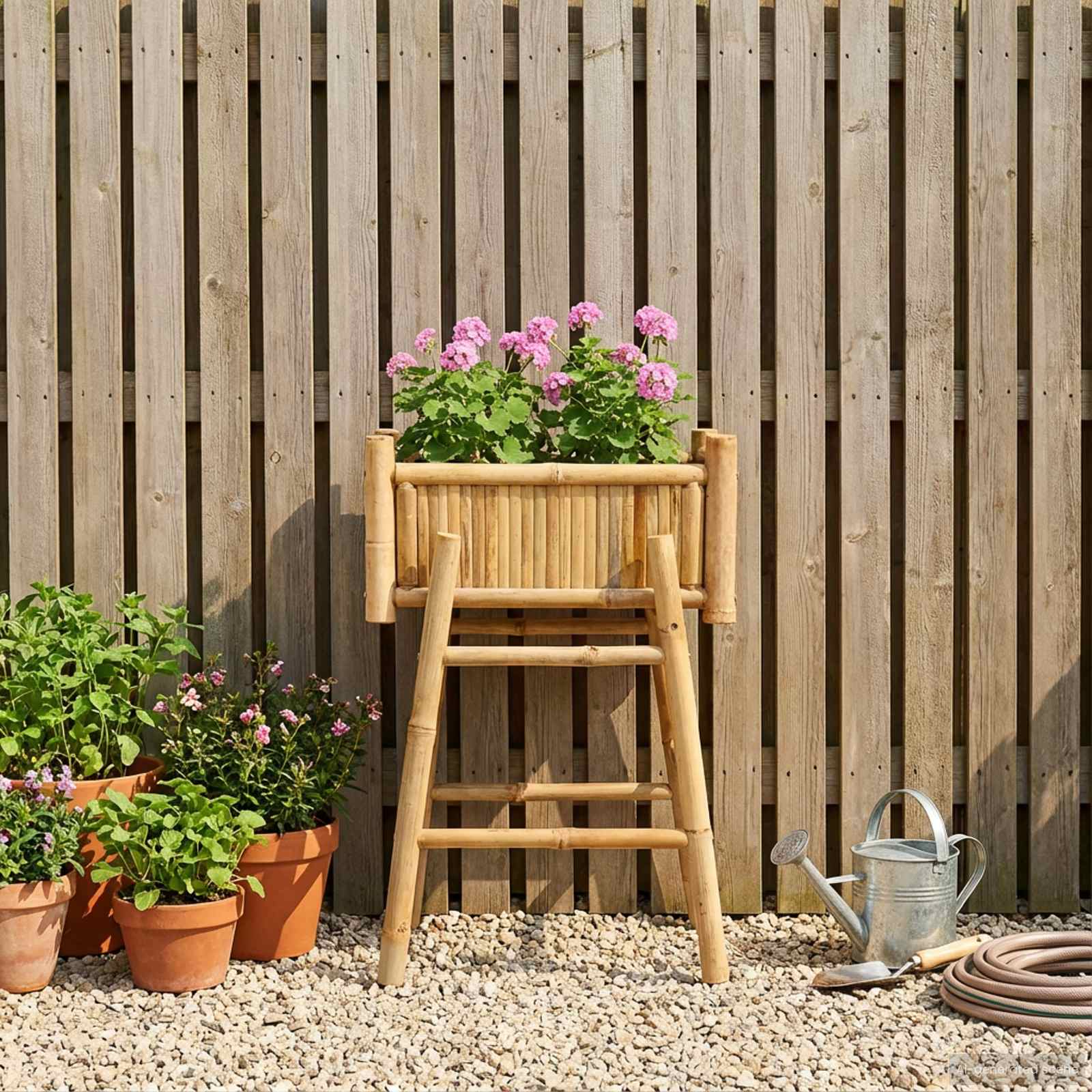 Tuinplanter met Houder Naturel 50 x 38 x 74 cm Bamboe
