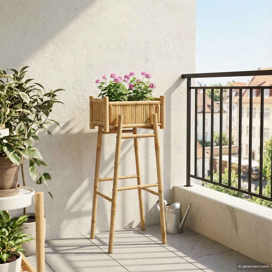 Tuinplanter met Houder Naturel 50 x 38 x 114 cm Bamboe
