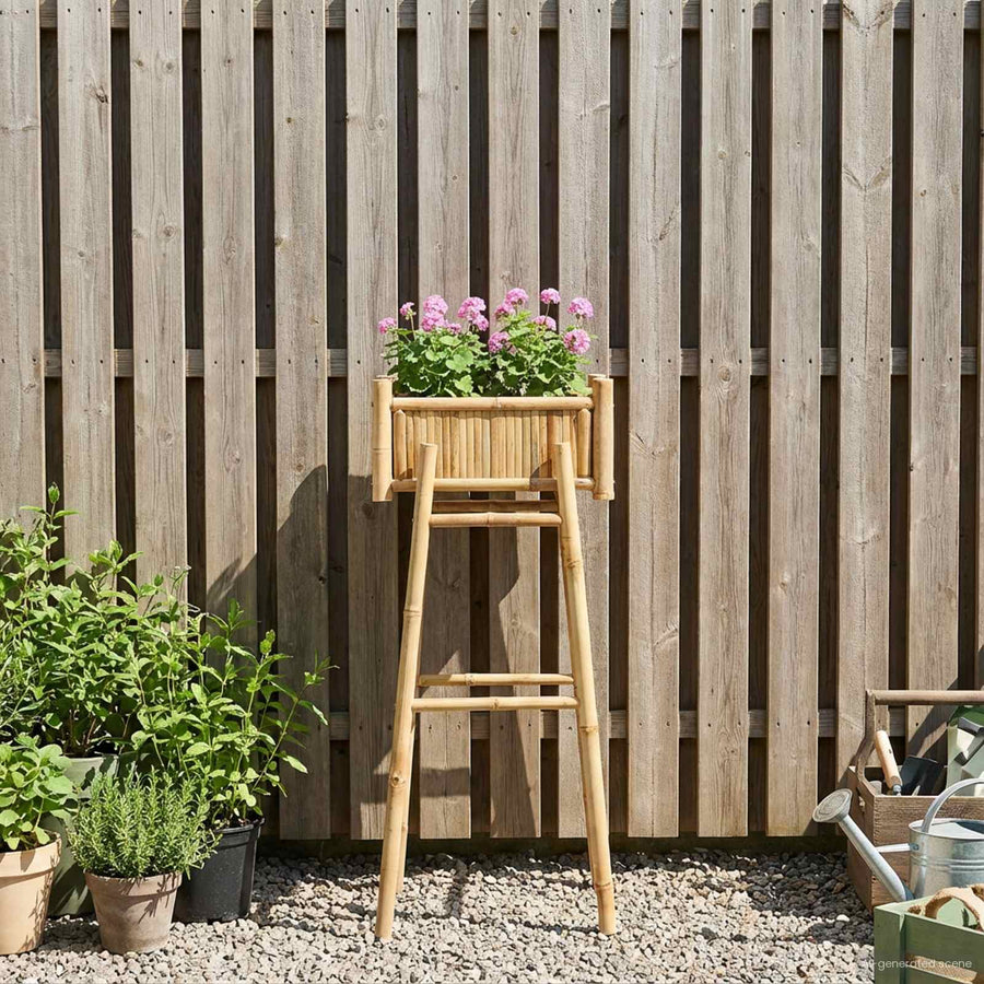 Tuinplanter met Houder Naturel 50 x 38 x 114 cm Bamboe