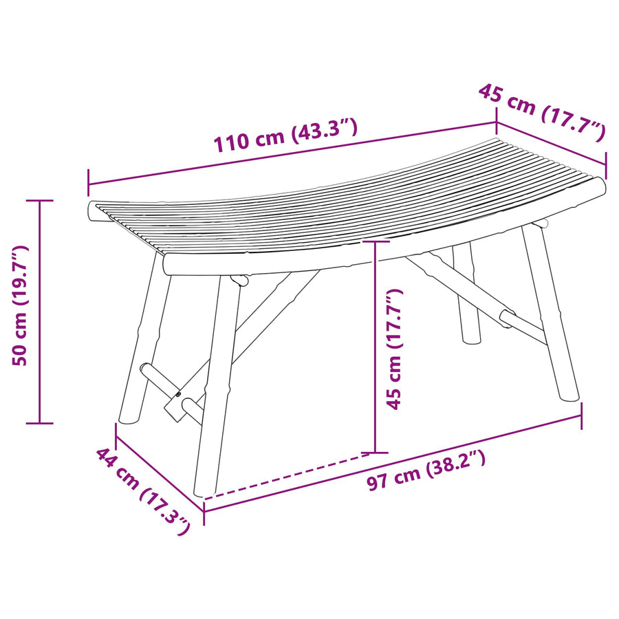 Tuinbank Naturel 110 x 45 x 50 cm Bamboe