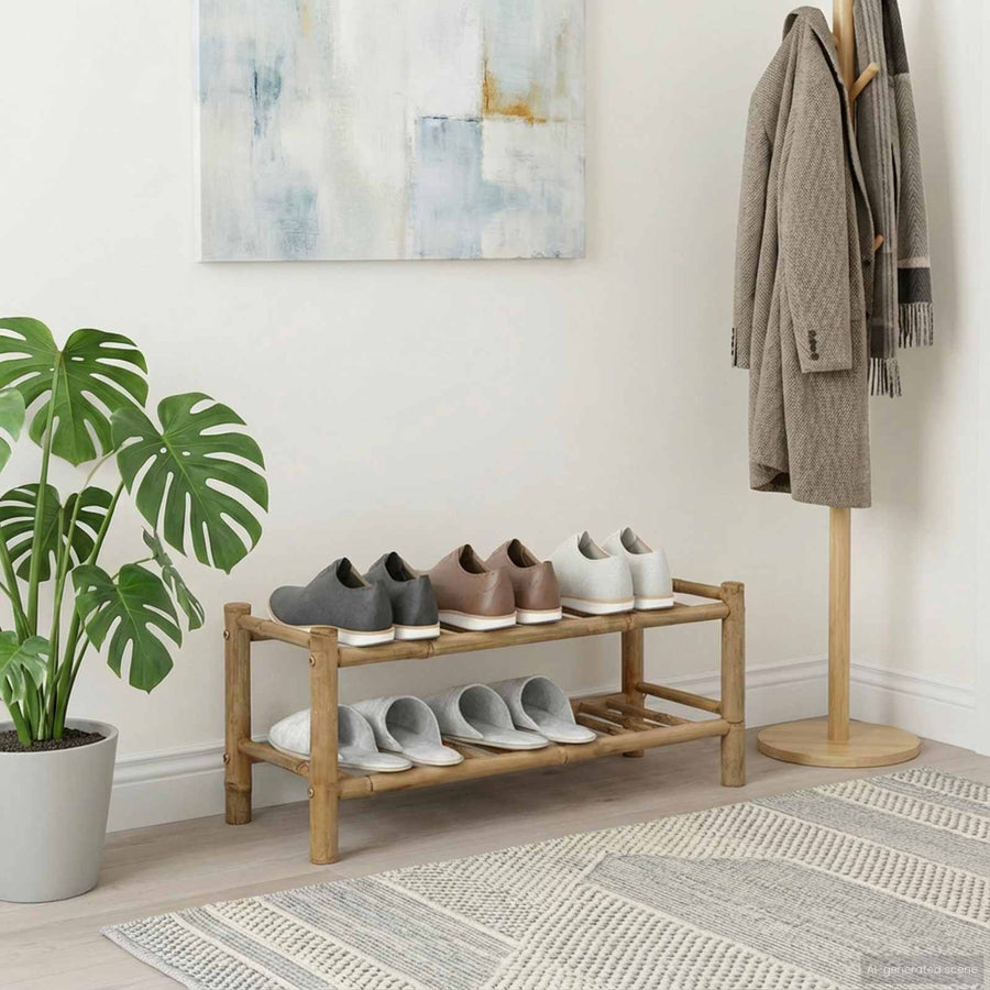 Schoenenrek met plank met opslag Naturel 68 x 28 x 30 cm Bamboe