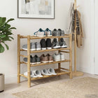 Shoe rack with shelf and storage Natural 68 x 28 x 63 cm Bamboo