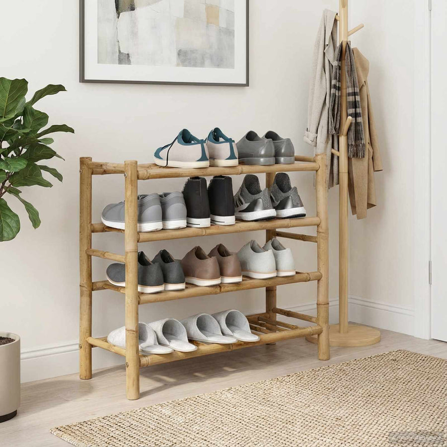 Schoenenrek met plank met opslag Naturel 68 x 28 x 63 cm Bamboe