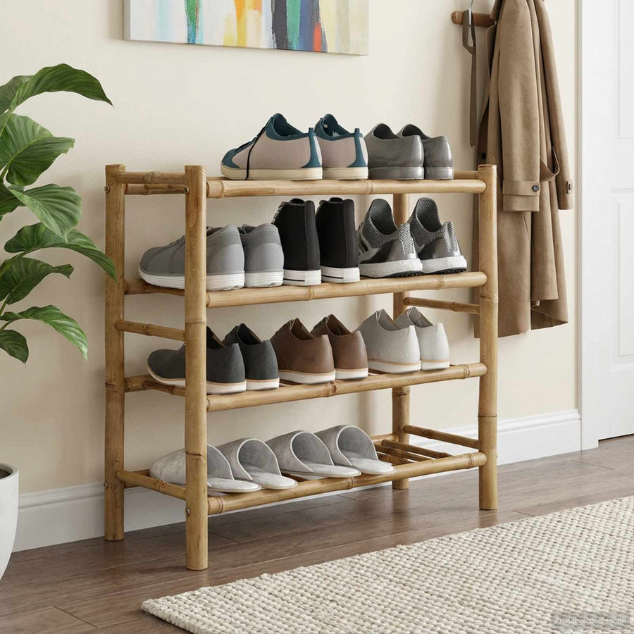 Schoenenrek met plank met opslag Naturel 68 x 28 x 63 cm Bamboe