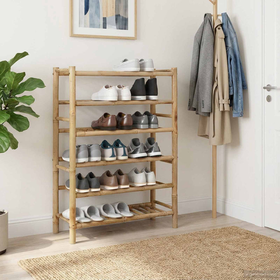 Schoenenrek met plank met opslag Naturel 68 x 28 x 96 cm Bamboe