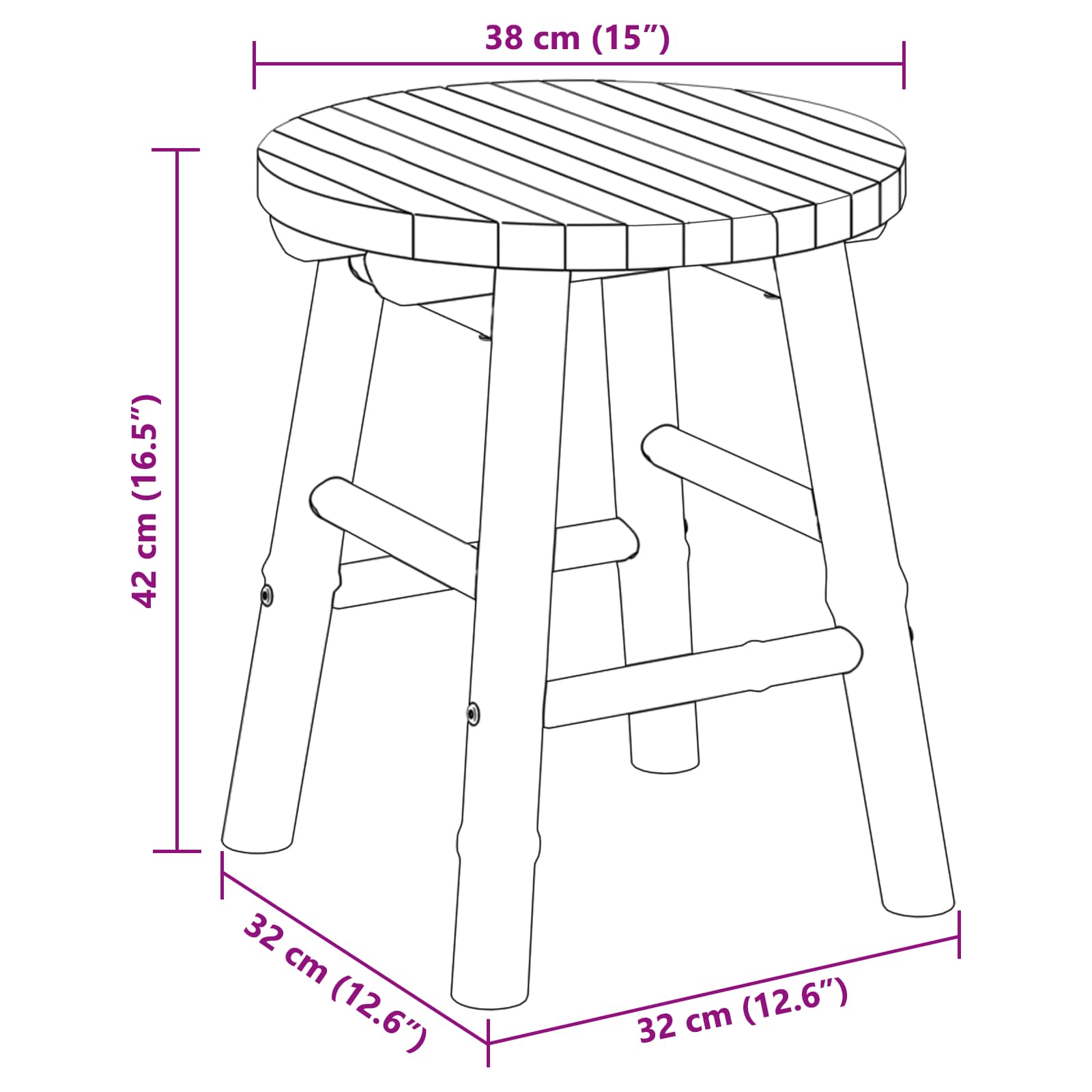 Tuin kruk Naturel Ø 38 x 42 cm Bamboe
