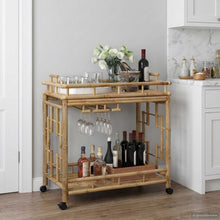 Wijn Trolley Met Wielen Naturel 85 x 50 x 93 cm Bamboe