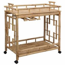 Wijn Trolley Met Wielen Naturel 85 x 50 x 93 cm Bamboe