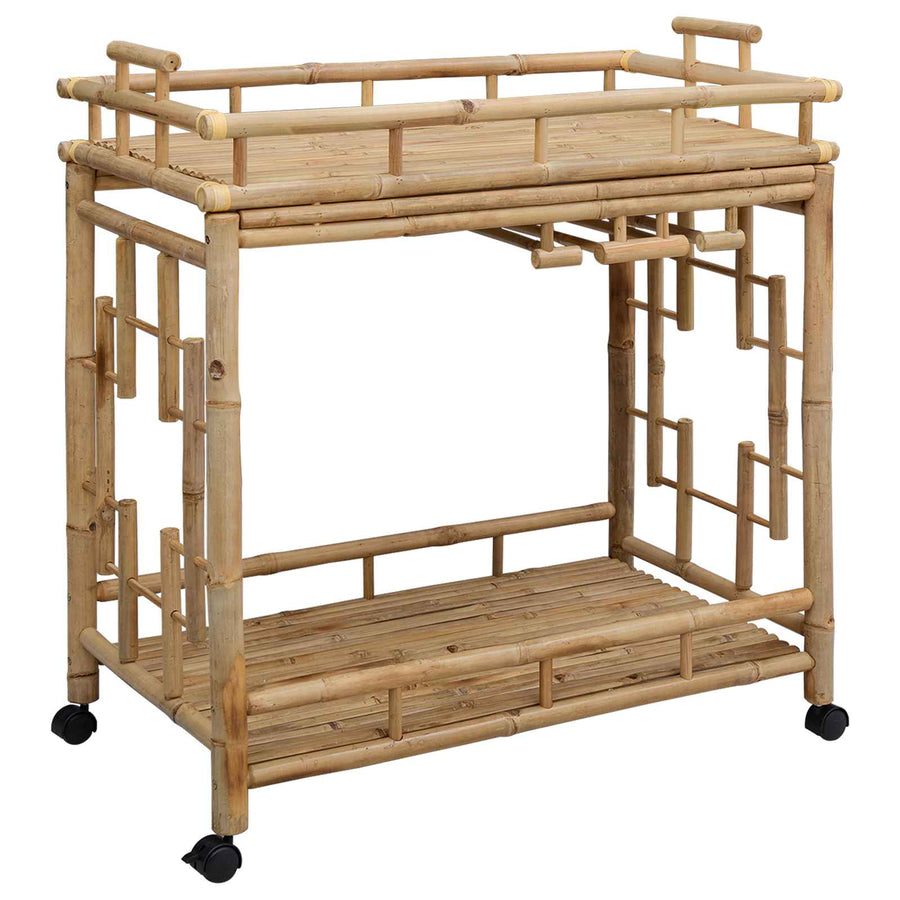 Wijn Trolley Met Wielen Naturel 85 x 50 x 93 cm Bamboe