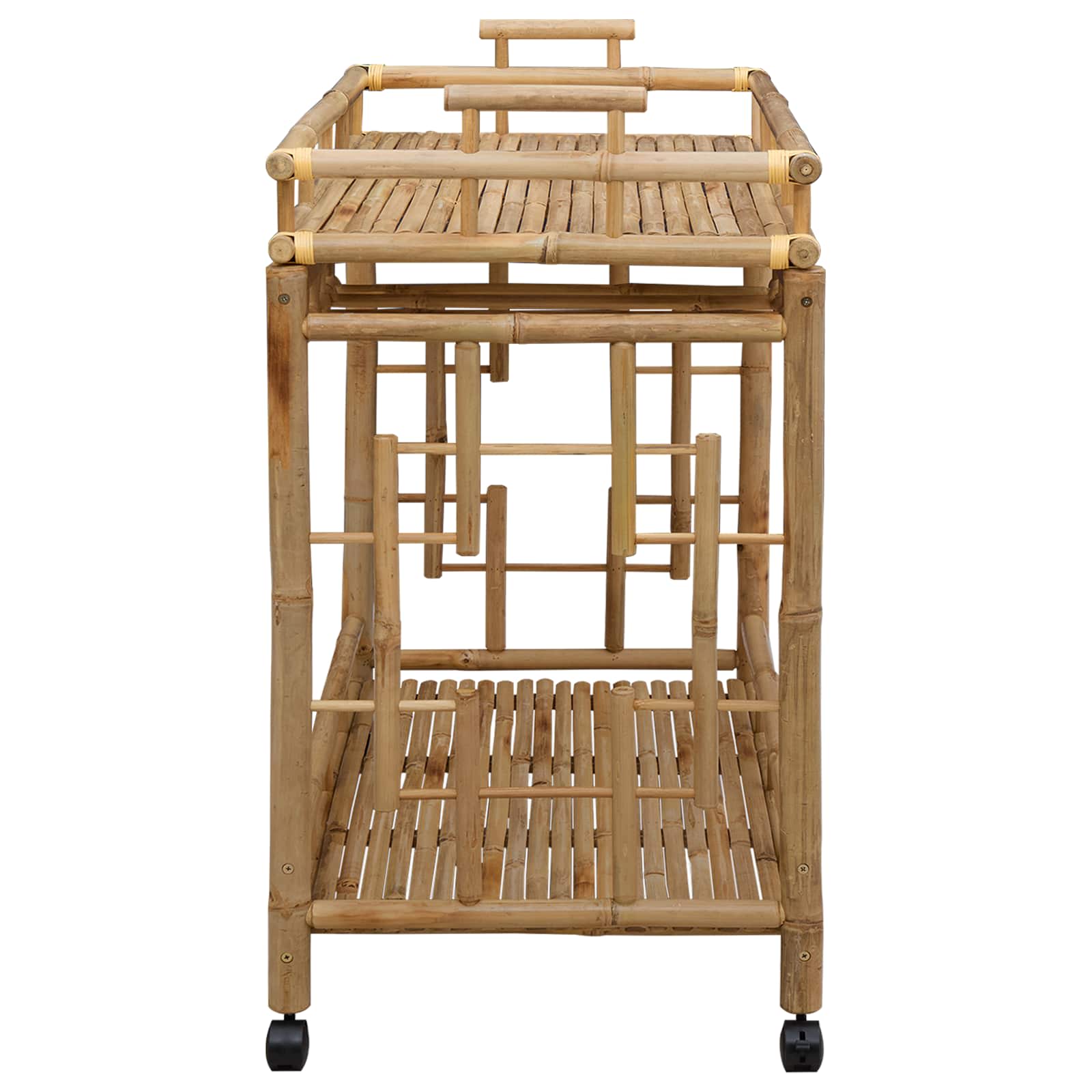 Wijn Trolley Met Wielen Naturel 85 x 50 x 93 cm Bamboe