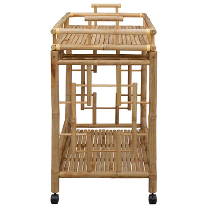 Wijn Trolley Met Wielen Naturel 85 x 50 x 93 cm Bamboe