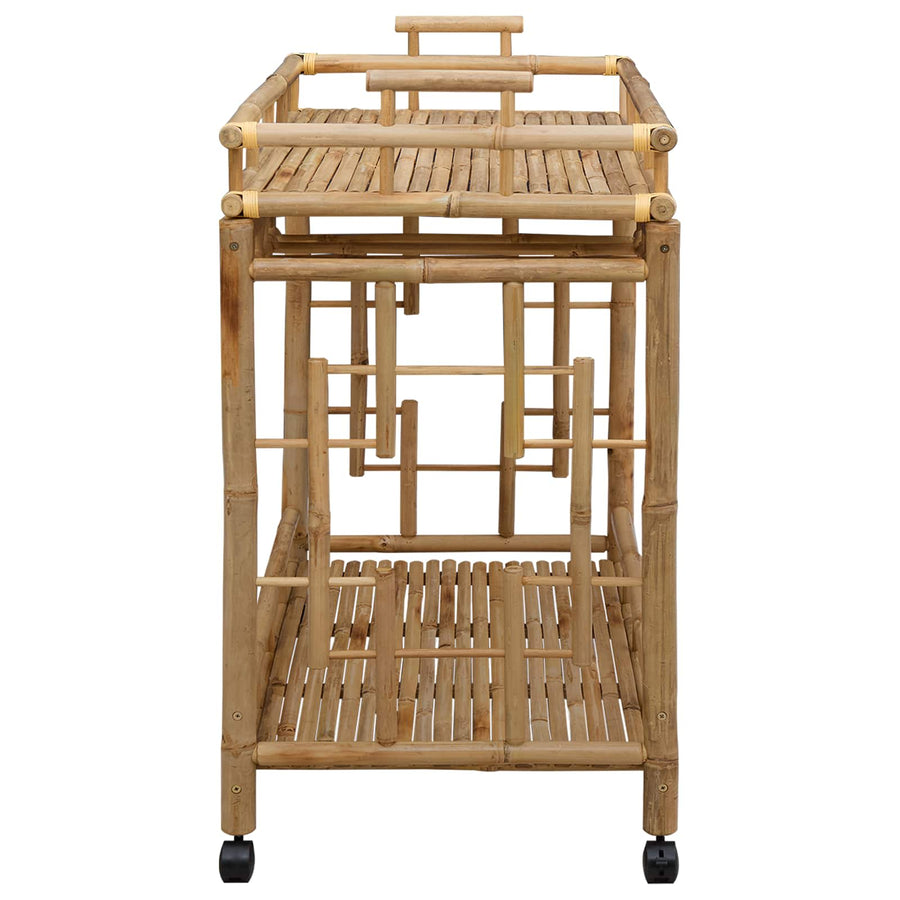 Wijn Trolley Met Wielen Naturel 85 x 50 x 93 cm Bamboe