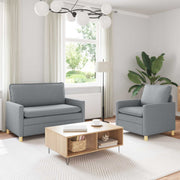 Bankstel 2 st lichtgrijs stof 126x81x87.5 cm