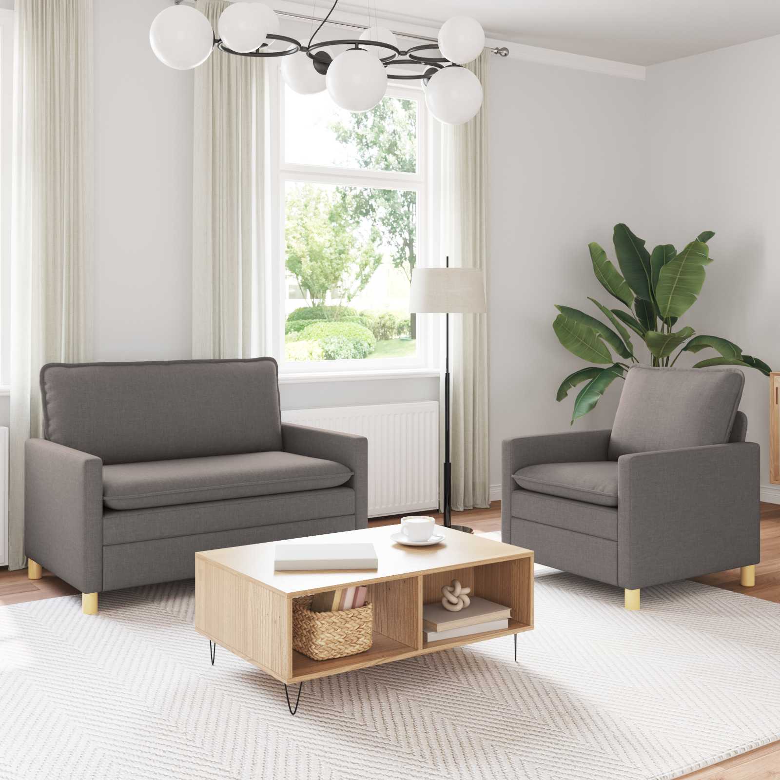 Bankstel 2 st Taupe Stof