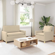 Bankstel 2 st crèmekleurig stof 126x81x87,5 cm