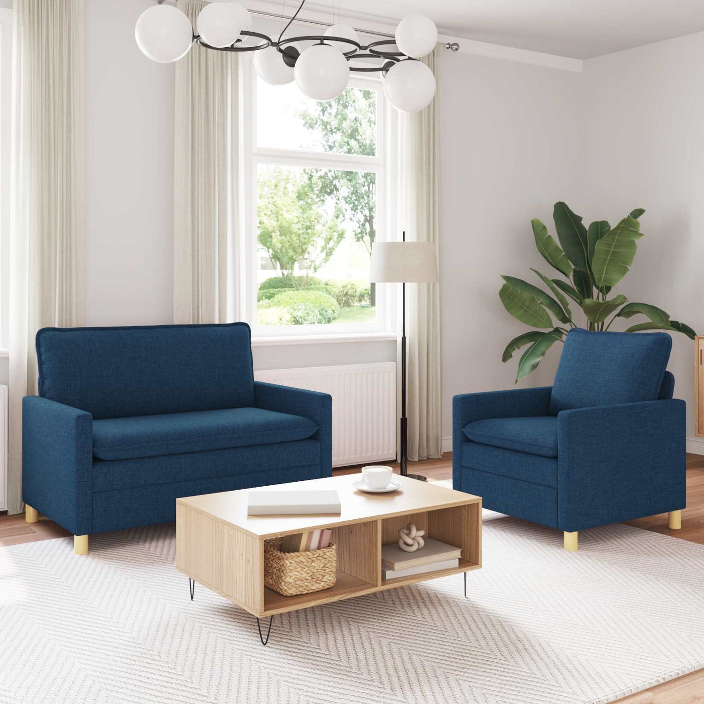 Bankstel 2 st Blauw Stof