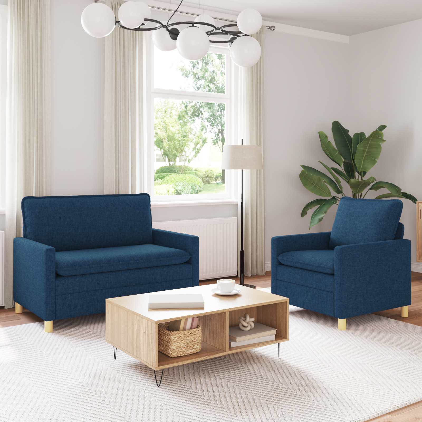Bankstel 2 st Blauw Stof