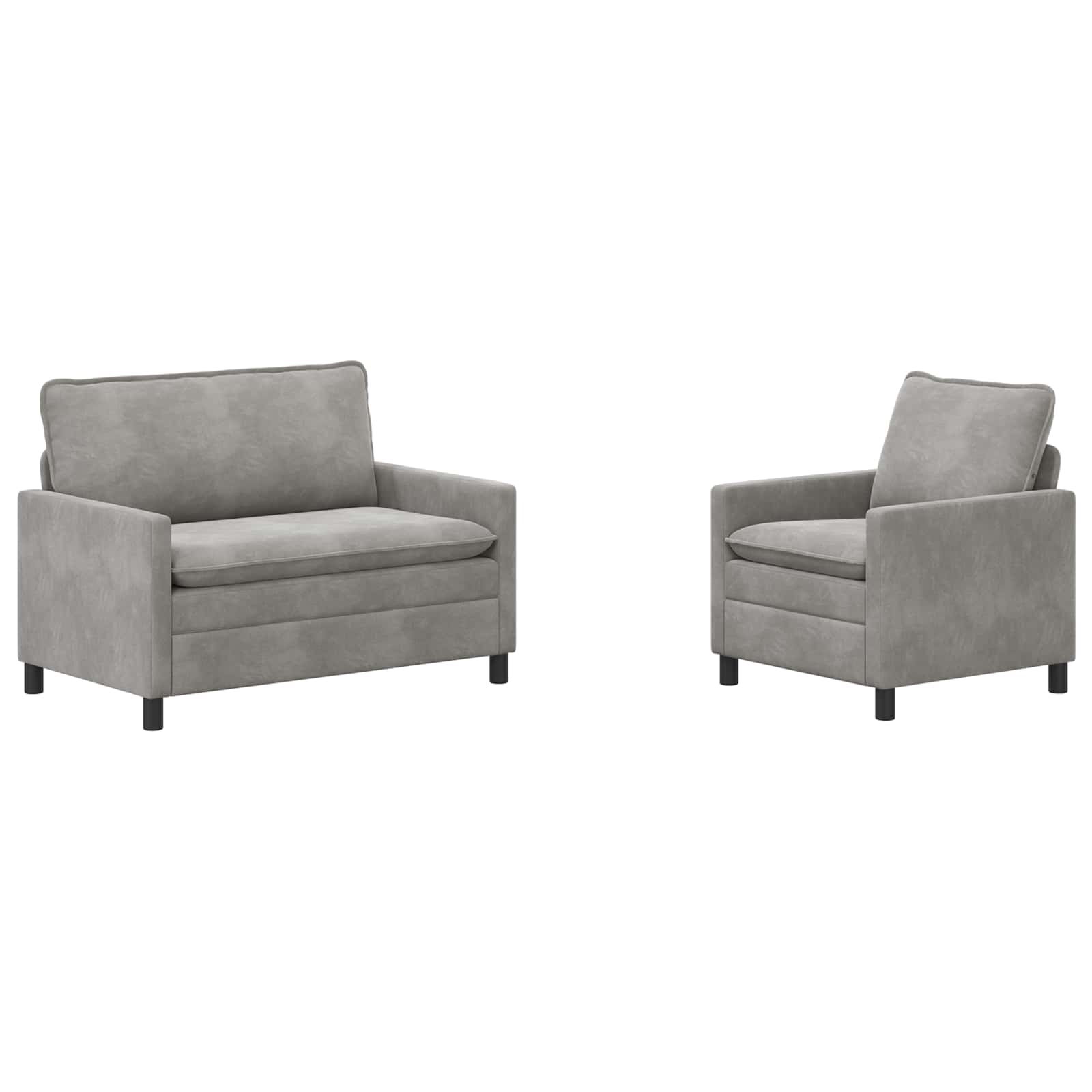 Bankstel 2 pcs Lichtgrijs Fluweel