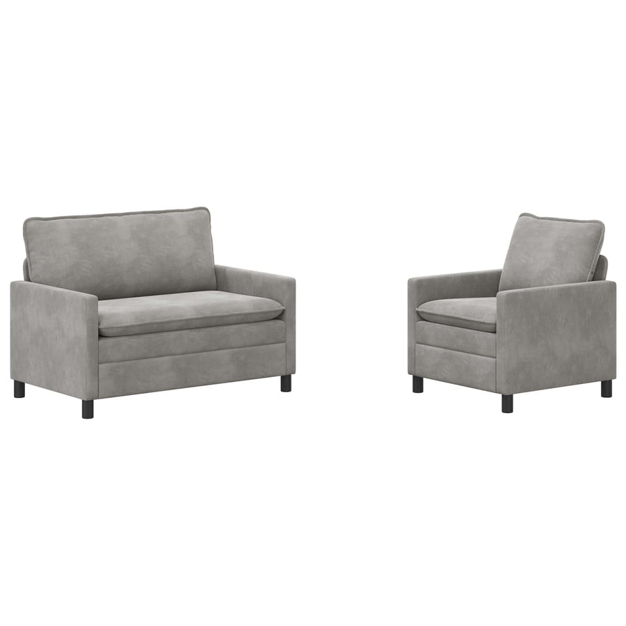 Bankstel 2 pcs Lichtgrijs Fluweel