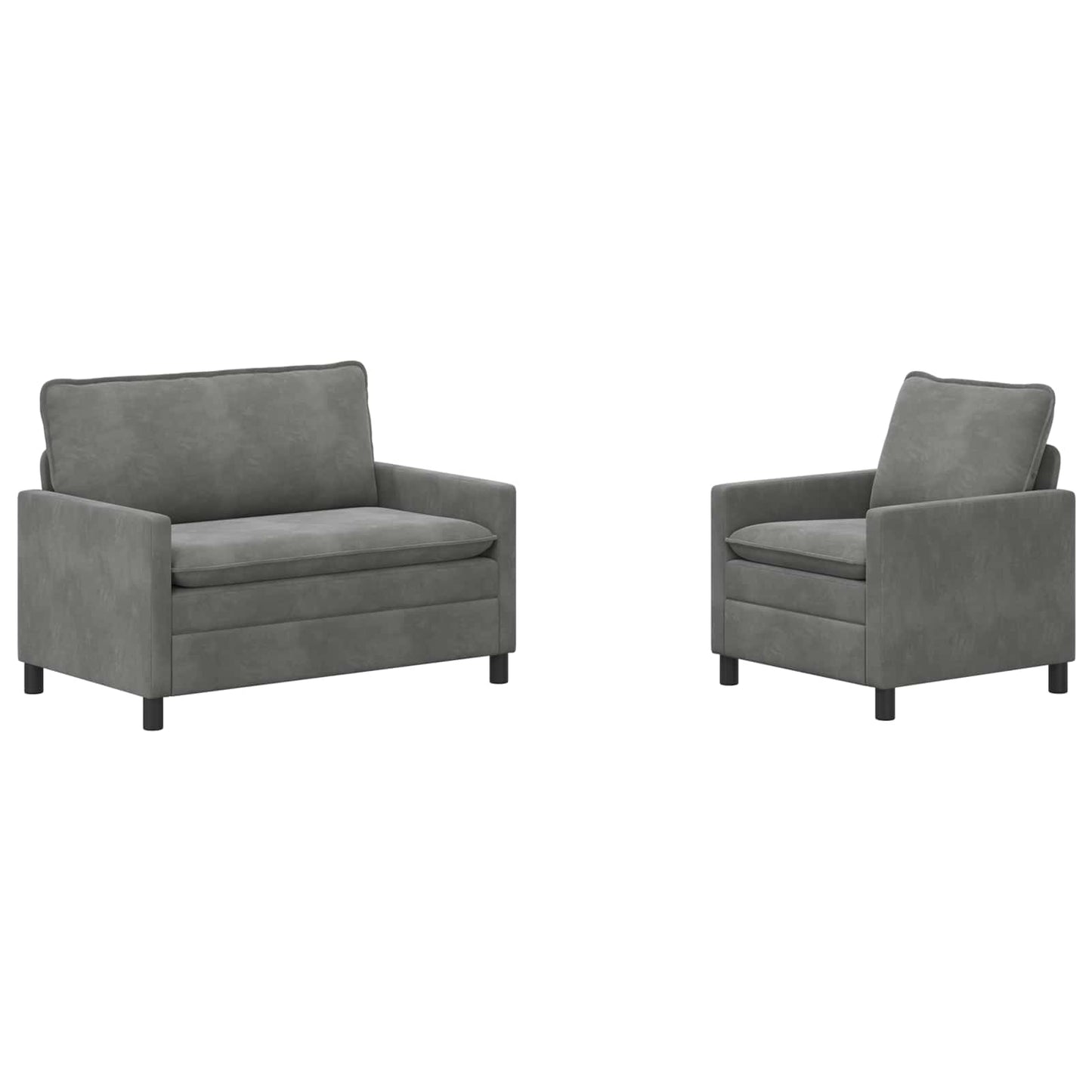 Bankstel 2 pcs Donkergrijs Fluweel