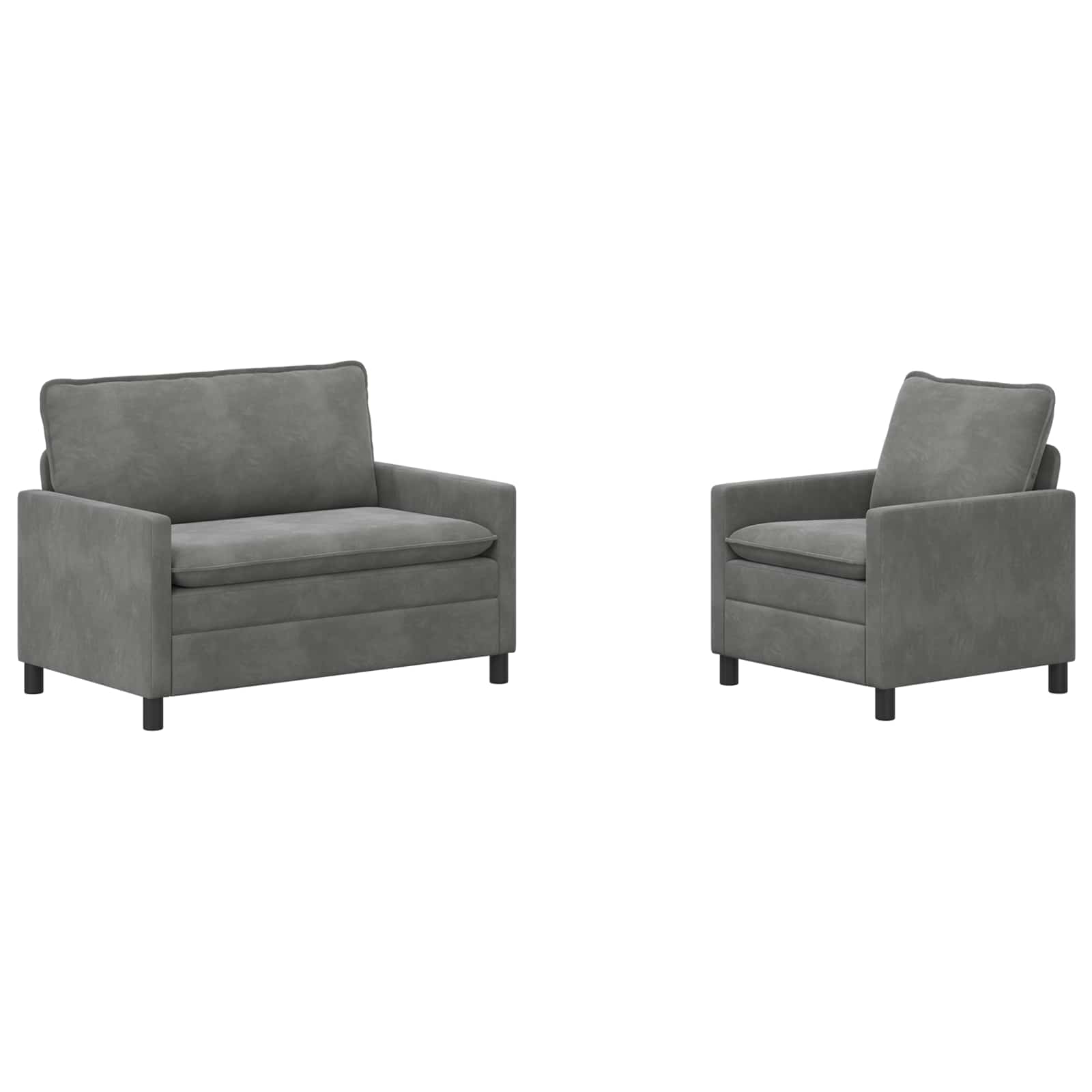 Bankstel 2 pcs Donkergrijs Fluweel