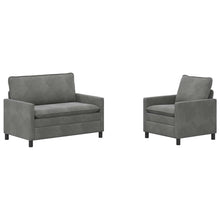 Bankstel 2 pcs Donkergrijs Fluweel
