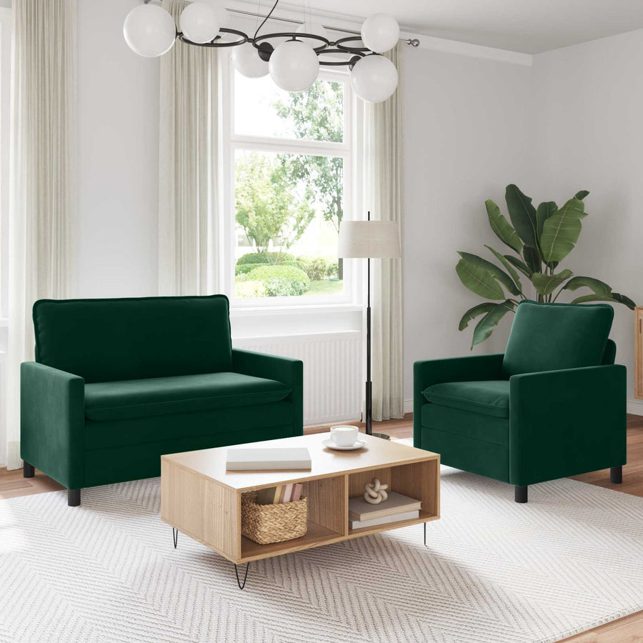 Bankstel 2 pcs Donkergroen Fluweel