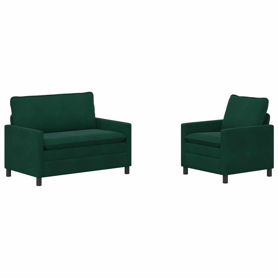 Bankstel 2 pcs Donkergroen Fluweel
