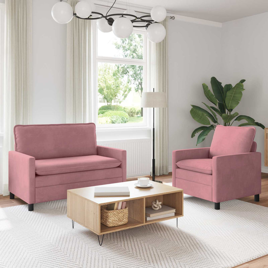 Bankstel 2 pcs Roze Fluweel