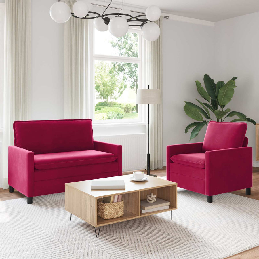 Bankstel 2 pcs Wijnrood Fluweel