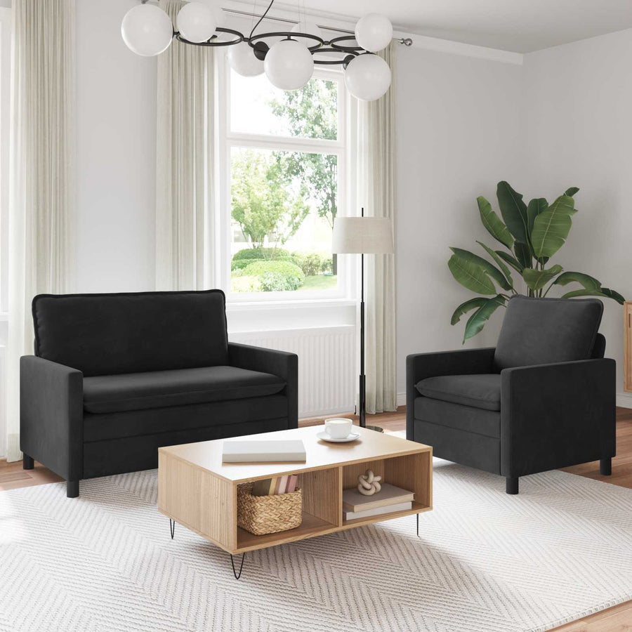 Bankstel 2 pcs Zwart Fluweel