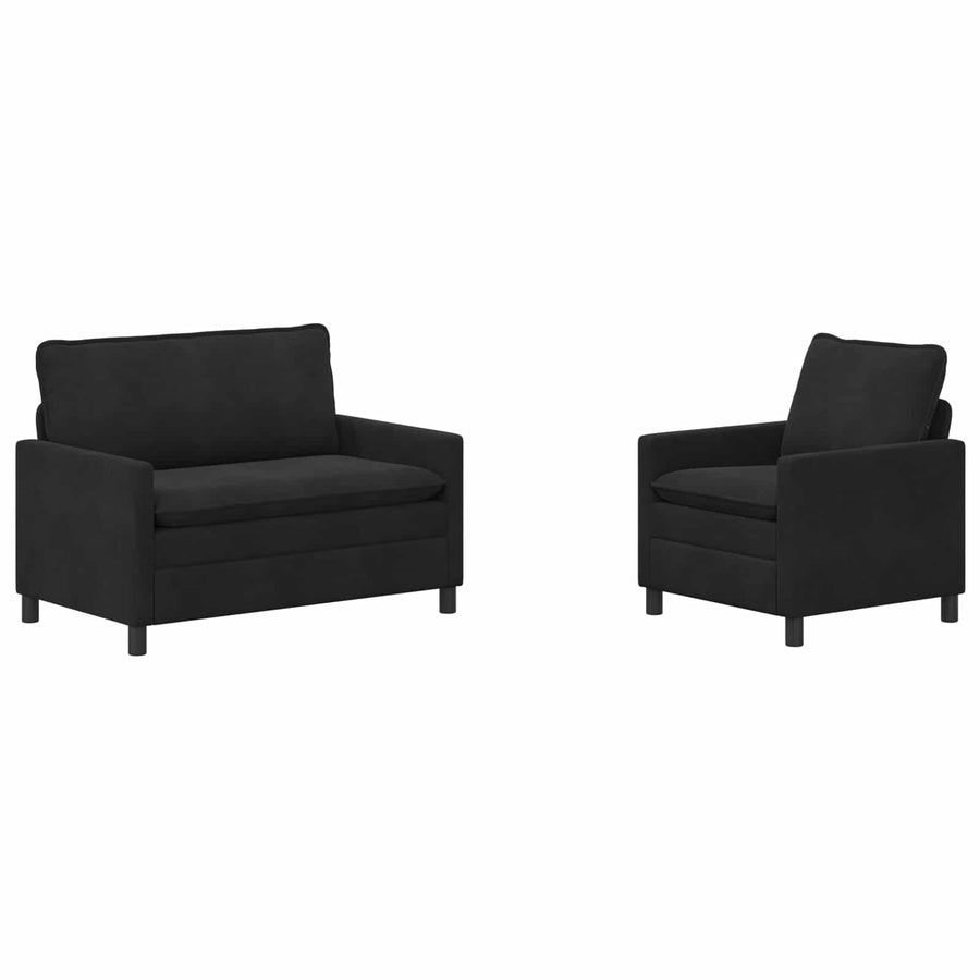 Bankstel 2 pcs Zwart Fluweel